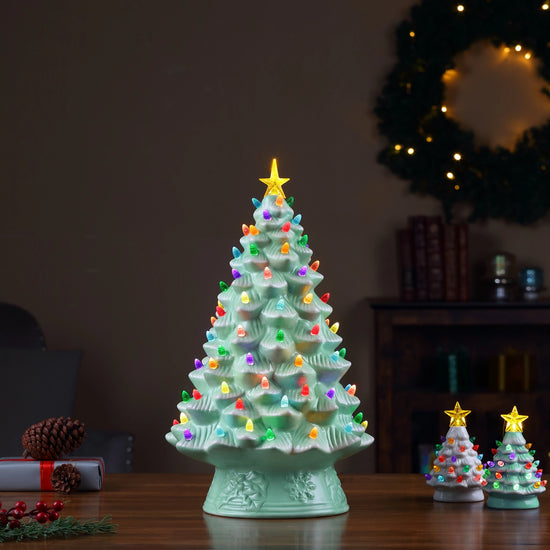18" Nostalgic Seafoam Ceramic Tree