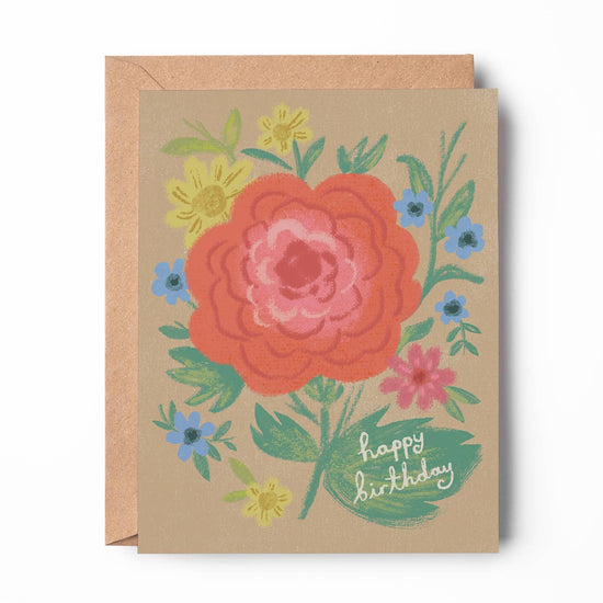 Red Floral Birthday Card