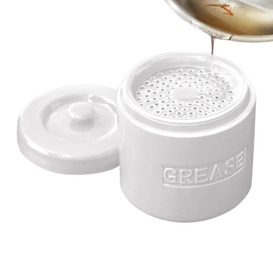 White Ceramic Grease Container