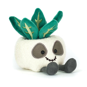 Plush toy Jellycat plant with green leaves on a white background