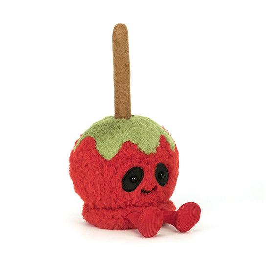Plush Jellycat toy apple with a stem on a white background