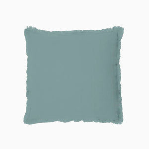 Aqua Blue Fringe Linen Pillow