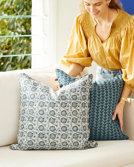 Aswan Azure Linen Pillow