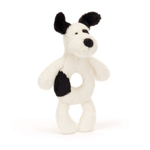 Black & Cream Puppy Ring Rattle Jellycat