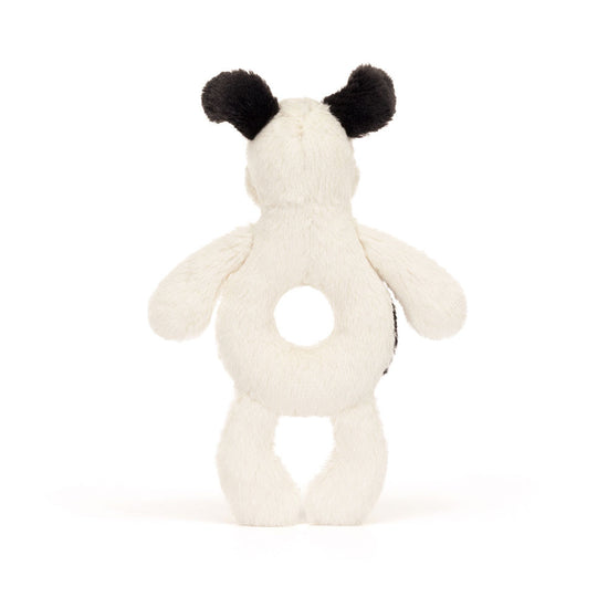 Black & Cream Puppy Ring Rattle Jellycat