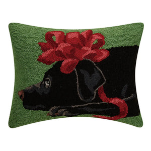Black Lab Bow Pillow