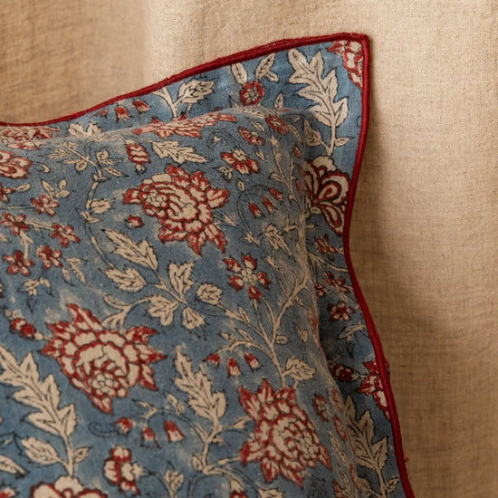 Alba Block Floral Linen Pillow