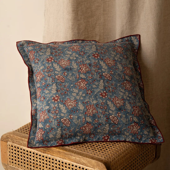 Alba Block Floral Linen Pillow
