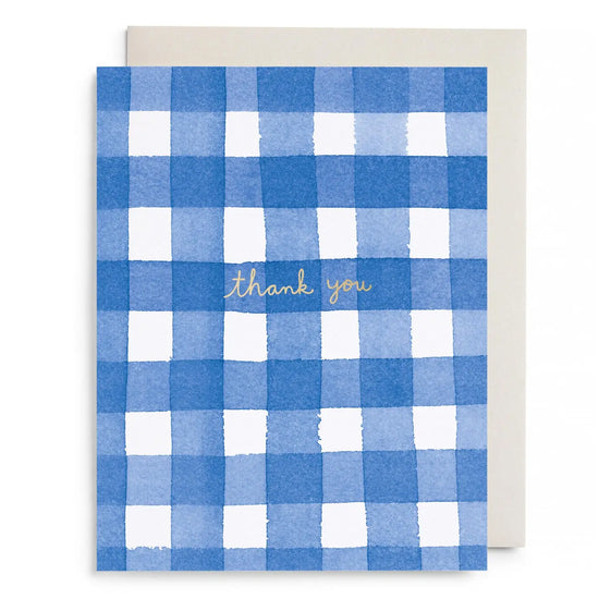 Blue Gingham Thanks Card