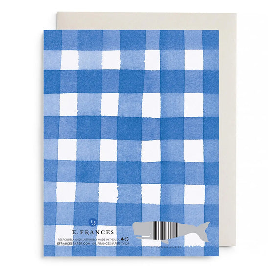 Blue Gingham Thanks Card