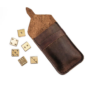 Brass Dice with Leather Pouch