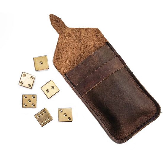 Brass Dice with Leather Pouch