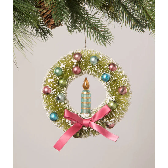 Brights Candle in Wreath Ornament