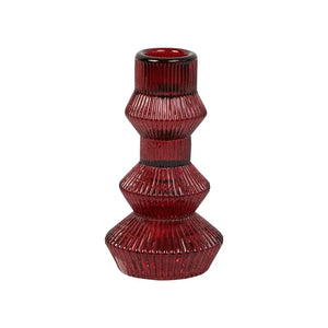 Large Red Glass Candle Holder