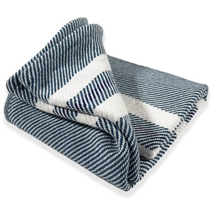 White + Indigo + Navy Cabin Cotton Throw