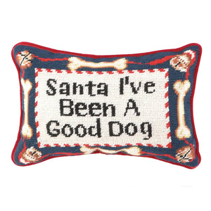 Christmas Good Dog Needlepoint  Pillow