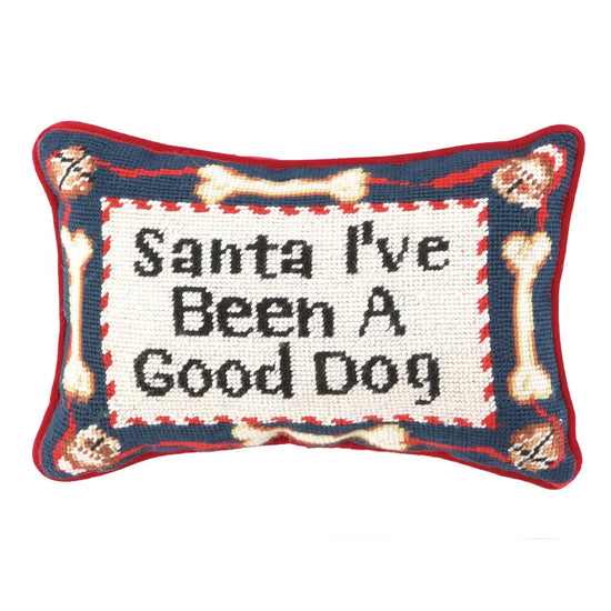 Christmas Good Dog Needlepoint  Pillow