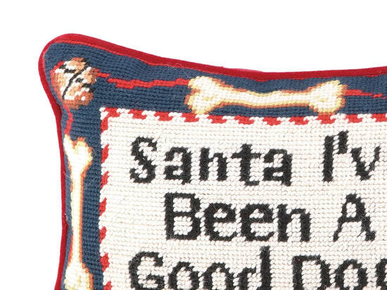 Christmas Good Dog Needlepoint  Pillow