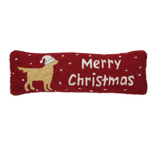 Golden Merry Christmas Lumbar Pillow