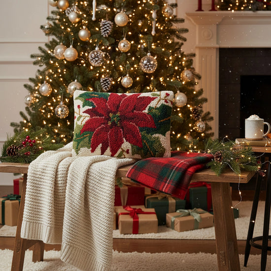 White Poinsettia Pillow