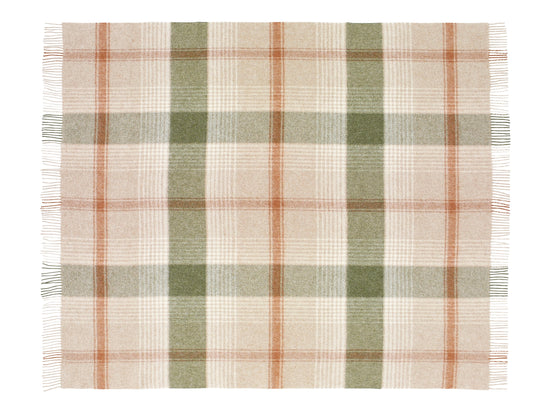 Classic Check Wool Throw | Terracotta Green