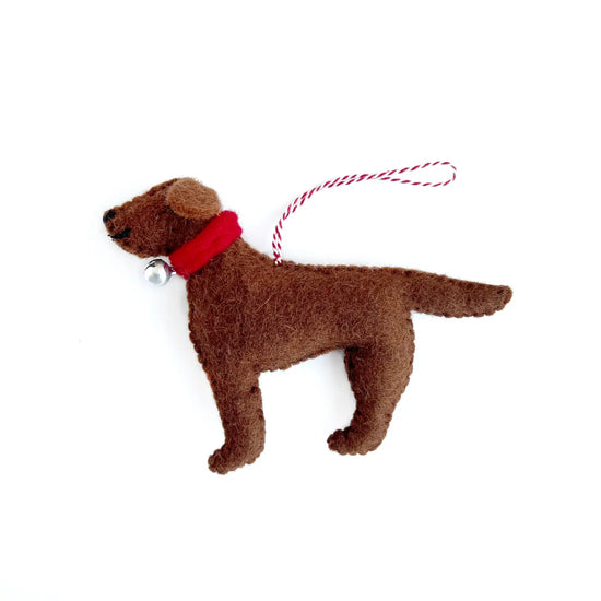 Chocolate Lab with Bell Ornament