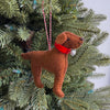Chocolate Lab with Bell Ornament