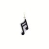 Black musical note ornament on a white background