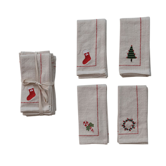 Holiday Embroidered Napkin Set