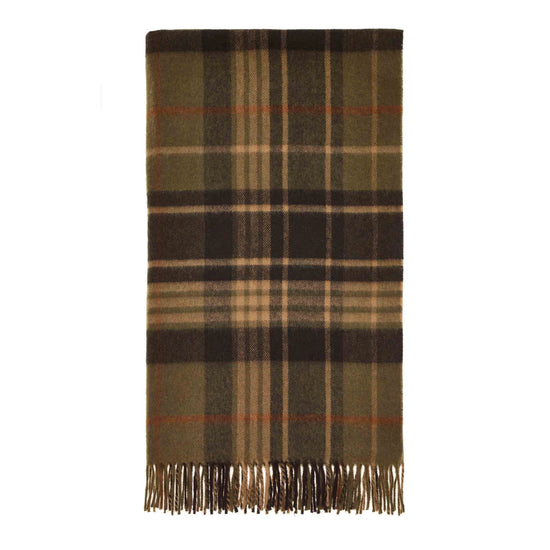 Estate Plaid Olive Merino Lambswool Throw