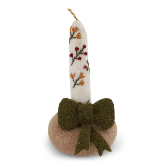 Felt Green Bow Candle Holder