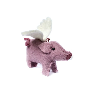 Felt Flying Pig Ornament