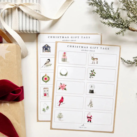 Christmas Gift Tag Sticker Sheets