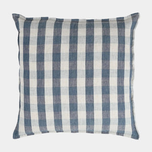 Clara Blue Gingham Linen Pillow