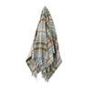 Plaid blanket with fringes on a white background