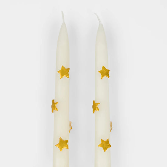 Gold Star Taper Candles