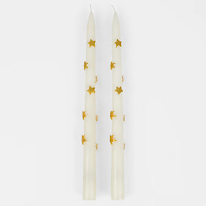 Gold Star Taper Candles