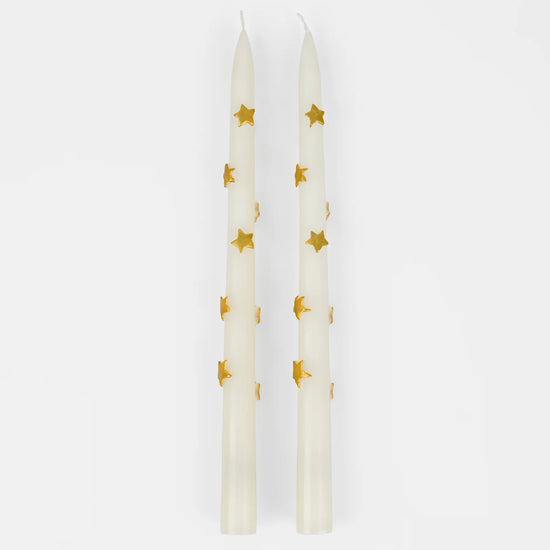 Gold Star Taper Candles