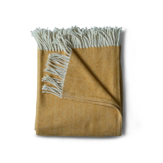 Goldenrod Herringbone Cotton Throw