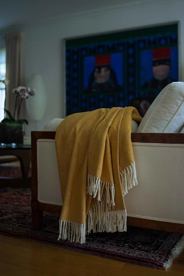 Goldenrod Herringbone Cotton Throw