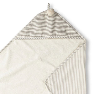Pebble Grey Striped Hooded Towel