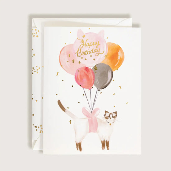 Balloon Cat Birthday Card