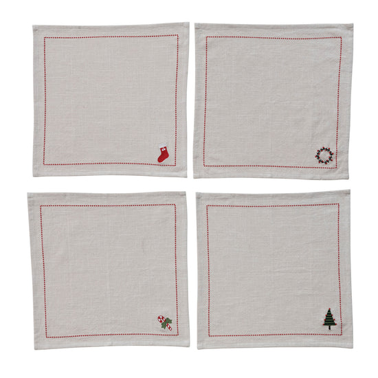 Holiday Embroidered Napkin Set
