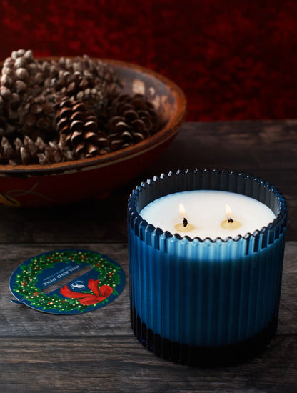 Home for the Holidays Ribbed Glass Candle