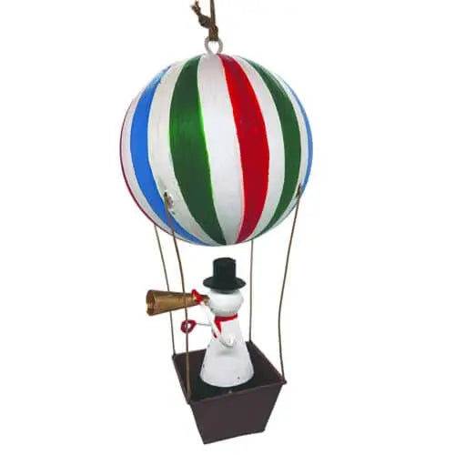Hot Air Balloon Snowman Ornament