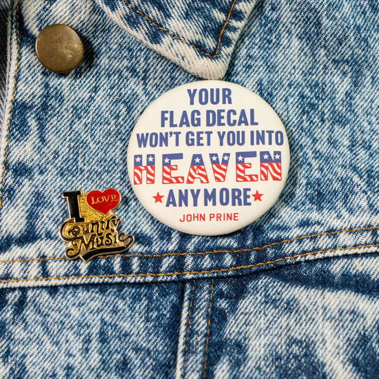 John Prine Flag Decal Pin
