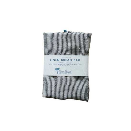 Blue Stripe Linen Bread Bag