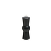 A black novelty candle with a unique hourglass-like silhouette and a single wick, centered on a plain white background.