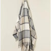 Merino Lambswool Block Windowpane Throw, White & Gray