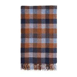 Blue & Orange Patchwork Merino Lambswool Throw